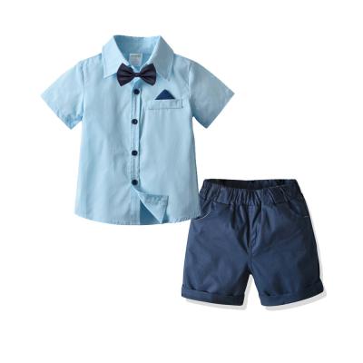 China ENGLAND STYLE 2021 summer new boy gentleman suit cotton short-sleeved shirt suspender shorts three-piece suit for sale