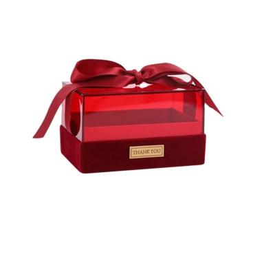 China Paper Gift Packing Box with Ribbon Custom Acrylic Cover Lid Transparent Chocolate Box for sale