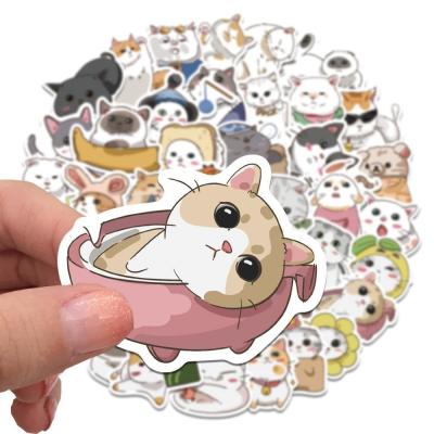 China Kraft Paper Labels Thank You Stickers Cute Cat Cartoon Design for Decorative Sticker for sale