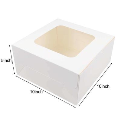 China White Paper Bakery Box with Window Square Cardboard Disposable Cake Box for sale