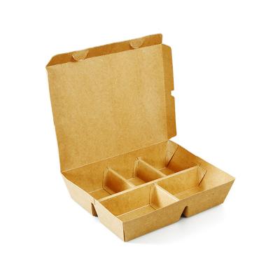 China Disposable 5 Squares Wood Pulp Paper Lunch Box for Eco-friendly Fast Food Packaging for sale