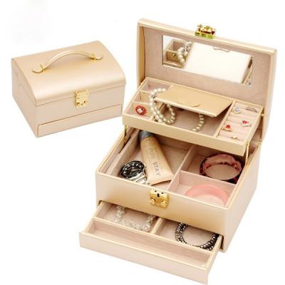 China protable elegant PU leather cosmetic gift box with handle for sale