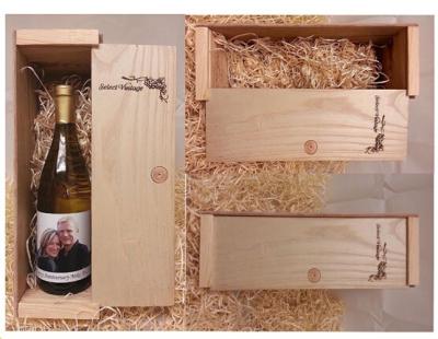 China Custom Sliding Wooden Logo Customized Wine Gift Box for Bottle Wine for sale