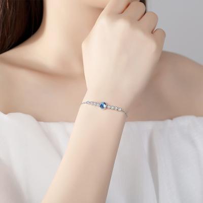 China FASHIONABLE Fashionable Crystal Adjustable Austrian Heart The Sea Charm 925 Elemental Silver Bracelet for sale