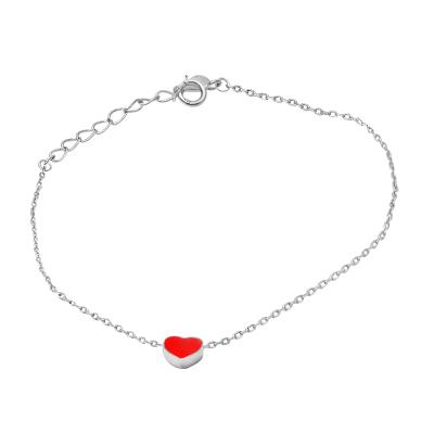 China 2019 Customs Lady Wedding Silver Jewelry Minimalist Red Heart Shaped Silver Set for sale