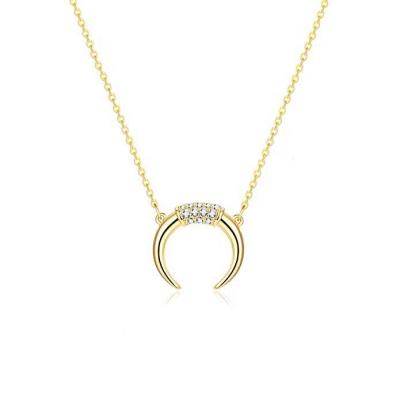 China Hot Sale FASHIONABLE Minimalist Semicircle Amazon Wholesale Brass Zircon Necklace for sale