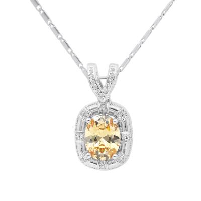 China Wholesale Solid Zircon 925 Sterling Silver Pendant Necklace TRENDY Brass Copper Gemstone Charm Fine for sale