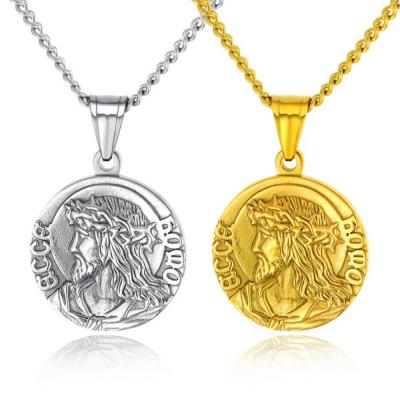 China Retro Jewerly Necklaces Minimalist Gold Engraved Stainless Steel Pendant Custom Necklace for sale