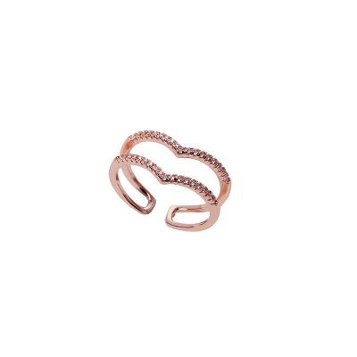 China Rose Gold Alloy Ring CLASSIC For Women Jewelry Fashion Fine Raynaud's Disease Copper Alloy Zircon Ring for sale