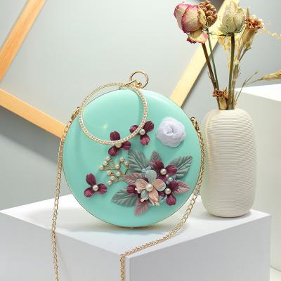 China Other new popular round shape woman evening clutch and purse personalized long chain bags for girls for sale