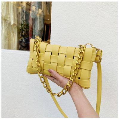 China New PU Woven Women's Stylish Chain Purses Shoulder Bag 2021 Shoulder RTS Designer Purses Fashion Purses for sale