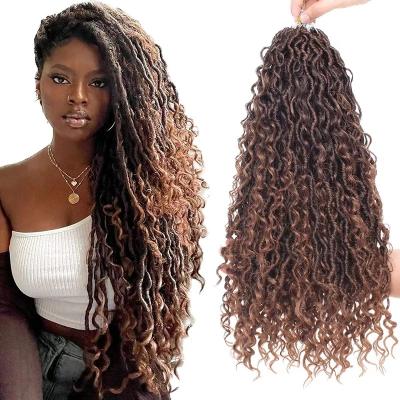 China River Goddess 18Inch River Goddess Faux Locs Crochet Hair With Curly Hair In Medium And End Braids Pre-Crochet for sale