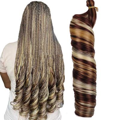 China Wholesale High Temperature Sweat Resistant Flame Retardant Synthetic Display Loose Wave African Hair Braids Synthetic Spiral Curl Hair Extension Bundles Synthetic Curly Braiding Hair for sale