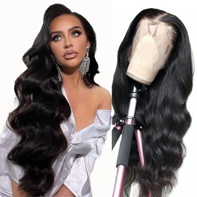 China Swiss Lace Natrual Black Blonde Highlights Pre Plucked Curly Lace Front Raw Virgin Human Hair Full Lace Wigs Mix Color Body Wave HD Transparent Wigs for sale