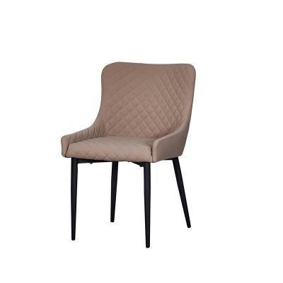 China Modern Modern Leather Chair Fabric Cushion With Metal Back Seat And Wooden Legs Dining Chair for sale