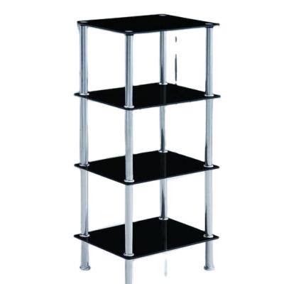 China (Other) Adjustable Glass TV Stands Modern Living Room Furniture Walmart Black Glass TV Stands With Stainless Steel for sale