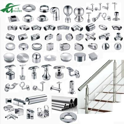 China Modern Foshan Railing Fittings Factory Balustrade Railing Fencing Accessories 90 Degree Elbow Pipe Connector Stainless Rail for sale