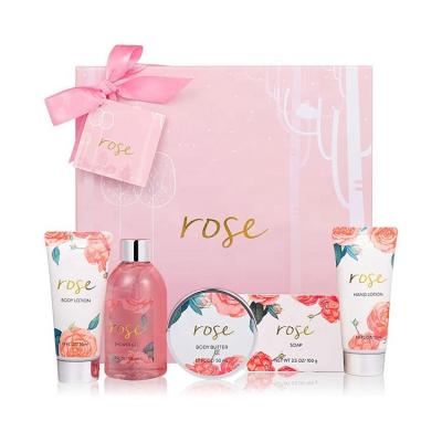 China Spa Bath Sets For Women Gift Rose Scented Spa Gift Luxurious Set With Shower Gel Body Butter Hand Cream Body Lotion for sale