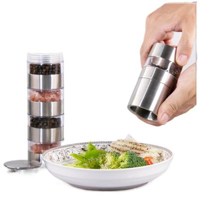 China Viable Manual Seasoning Pepper Grinder Stainless Steel Barbecue Grinder Adjustable Ceramic Grinding Core Pepper Spice Grinder CL037 for sale