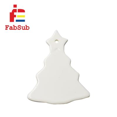 China Christmas Display Christmas Tree Decoration Customized Two Sides Blank White Sublimation Ceramic Christmas Ornaments for sale