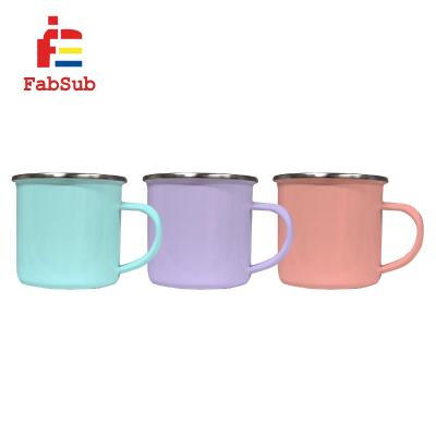 China Fabsub Viable Hot Sale 11oz Pastel Color Enamel Mug Sublimation Enamel Metal Empty Coffee Mug for sale