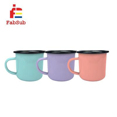 China Durable Portable Heat Press Transfer Pastel Color Coated 11oz Stainless Steel Mug Sublimation Enamel Camping Coffee Mug for sale