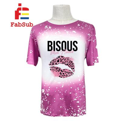 China Breathable 100% Polyester Sublimation T Shirt Bleach Polyester T-shirt Bleached T Shirts Sublimation for sale