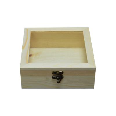 China Home Handmade Custom Logo Lid Decoration Pine Wood Solid Gift Boxes Cheap Wooden Box Hinge for sale