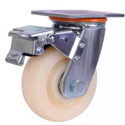 China Other Nylon Thickened Weighted Cart Wheels With Brake Mute Universal Rubber Wheels for sale