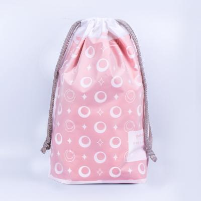 China Recyclable Custom Logo Shoe Frosted Bags Cosmetic Make Up Bag Custom Small Mini Plastic Drawstring Bags for sale