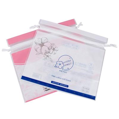 China Disposable Custom Plastic Drawstring Packaging Bags With Logo Print For Gift Storage for sale