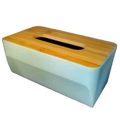 China Minimalist Custom Outdoor Wood Lid Plastic Tissue Storage Box for sale