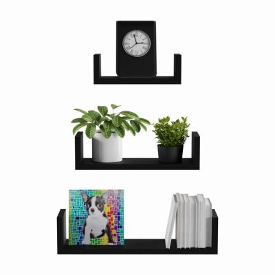 China Other Living Room Home Decoration Wooden Floating Wall Shelf MDF Set Of 2 for sale