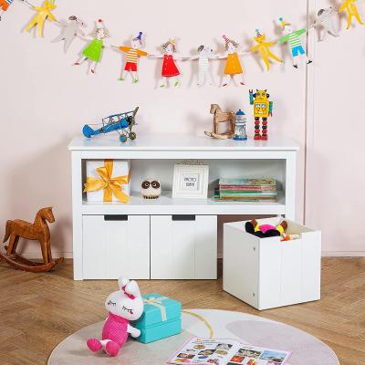 China Wooden Children Stored 3 Drawers With Hidden Wheels Multifunctional Children's Toy Storage Box Bookcase for sale