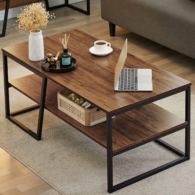 China Other Morden Rectangle Metal Industrial Wood Coffee Table For Living Room Home Furniture for sale