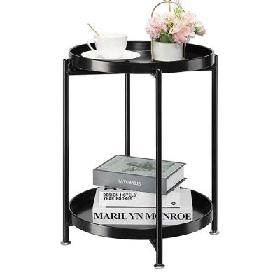 China Other Office Black Round Metal Living Room Coffee Side Table for sale