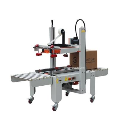 China GARMENT Semi Automatic Drive Belt Upper Bottom Handle Adjust Width Adhesive Tape Carton Sealer Machine To Factory Line for sale