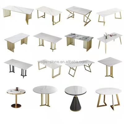 China Wholesale Custom Modern Design Metal Legs Rectangle Marble Dining Table for sale