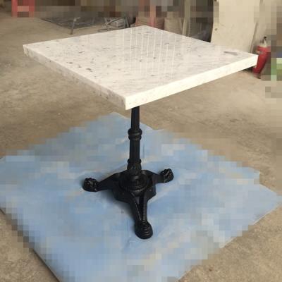 China Hot Selling Morden factory direct sale Bistros restaurant metal popular gold base white marble top design for sale