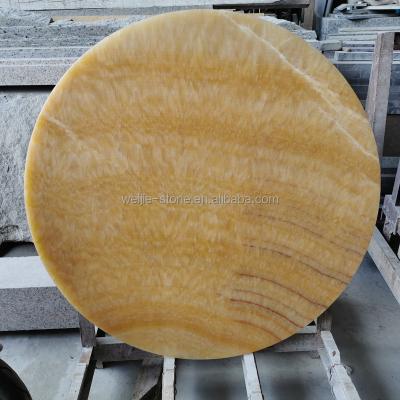 China Modern 36 Honey Onyx Round Shape Marble Table Top for sale