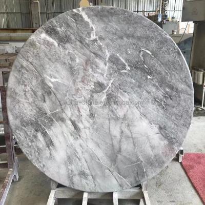 China round shape modern natural gray marble table top, gray stone table for sale