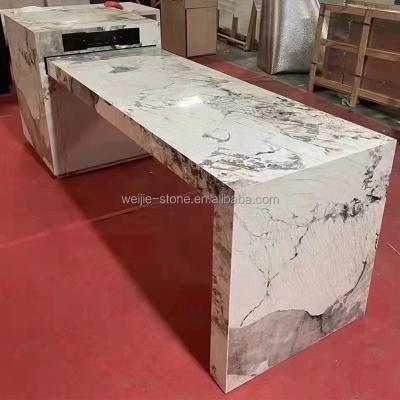 China Yunfu modern home kitchen top worktop and kitchen use marble cheap island counter tops cooktops cabinet china supplier for sale