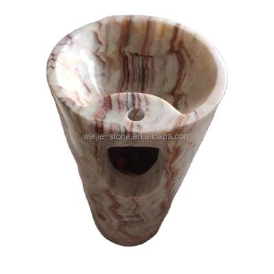 China Ready clean easy to ship translucent white red-brown onyx stone basin washroom indoor onyx bathroom sinks for sale