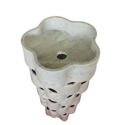 China Easy Clean Italian White Marble Stone Sink Basin Standing Basin Artistic Carrara Design Marble Pedestal Sink for sale