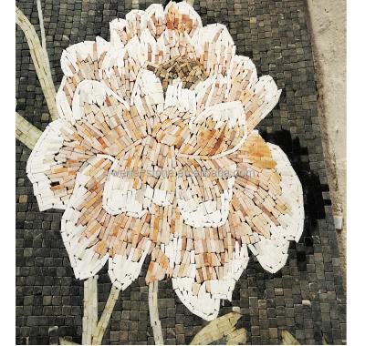 China Parquet Ppastoral Style Wall Mosaic Flower Medallion Marble Design for sale