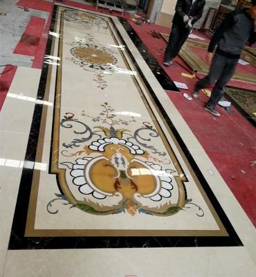 China Modern Factory Colored Mosaic Luxury Marble Waterjet Flower Designs Floor Medallion for sale