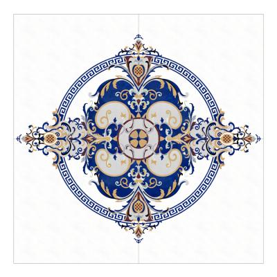 China Modern building floor Dubai blue stone floor medallions luxury marble waterjet patterns, water cut tiles floor medallion for sale