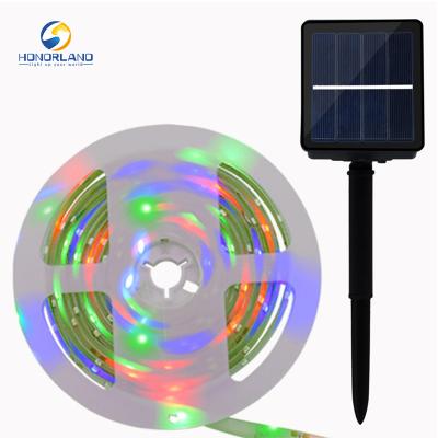 China Flexible External Christmas 5m RGB Garden Shine Color Changing Waterproof Solar Led Strip Lights For Garden Decoration for sale