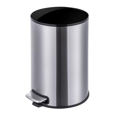 China Sustainable Plastic Lid Stainless Steel Foot Pedal Trash Can With Removable Bucket for sale