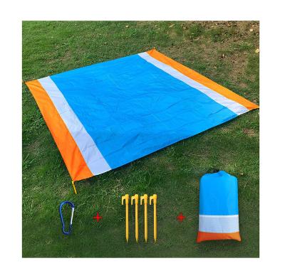 China Oversized Beach Mat Anti Sand Beach Towel Beach Blanket Bag Picnic 4 Anchor Wind Waterproof Customized Light Weight Prevent Sand Proof Sleep Pad for sale